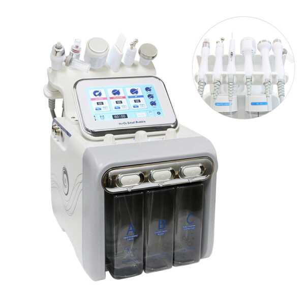 Upgrade 6 in 1 Hydrogen Oxygen Small Bubble RF Beauty Instrument Face Lifting Dermabrasion Device Skin Scrubber Facial Spa